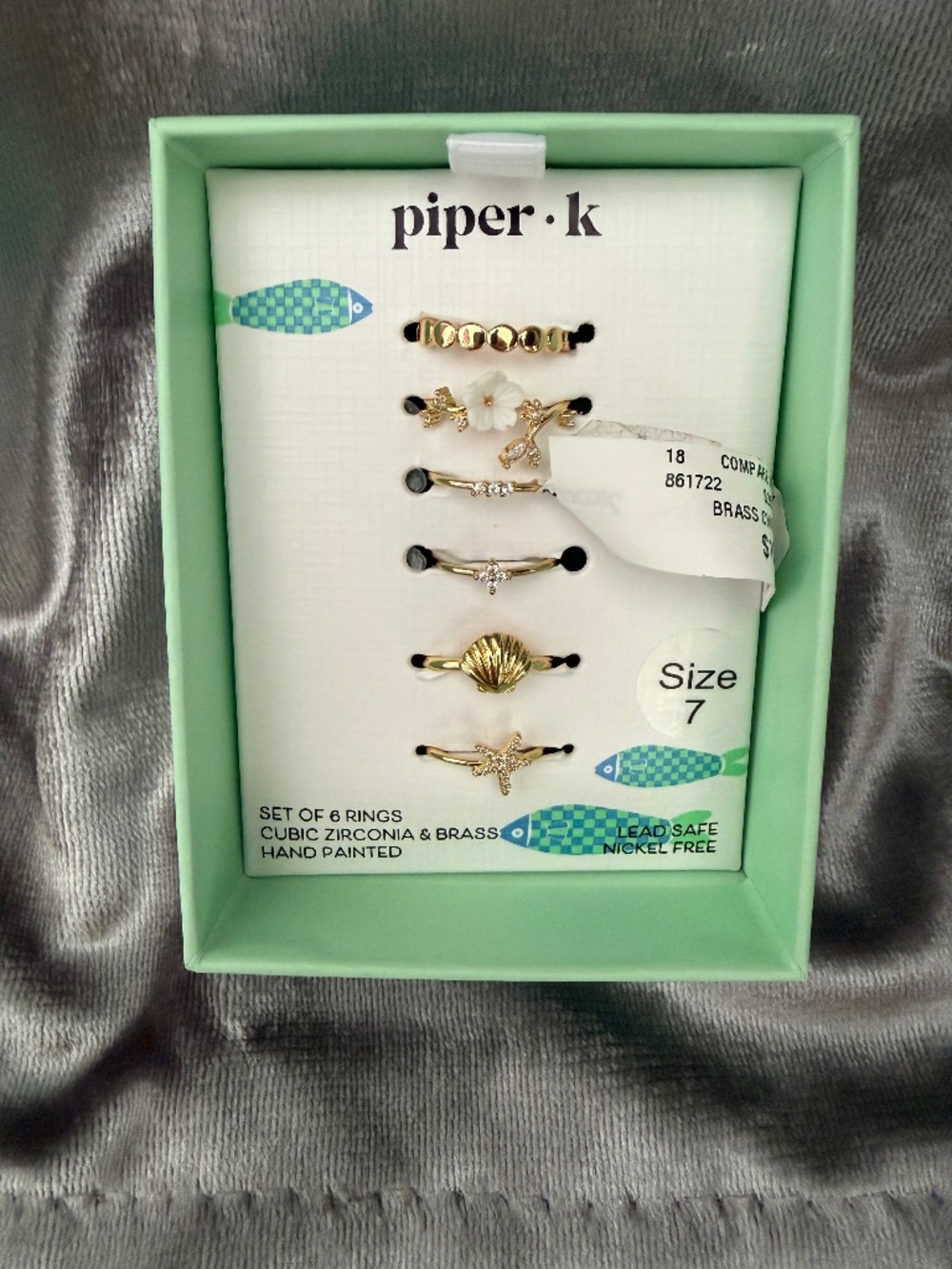 Piper K Rings - Set of 6 - Size 7 - NWT